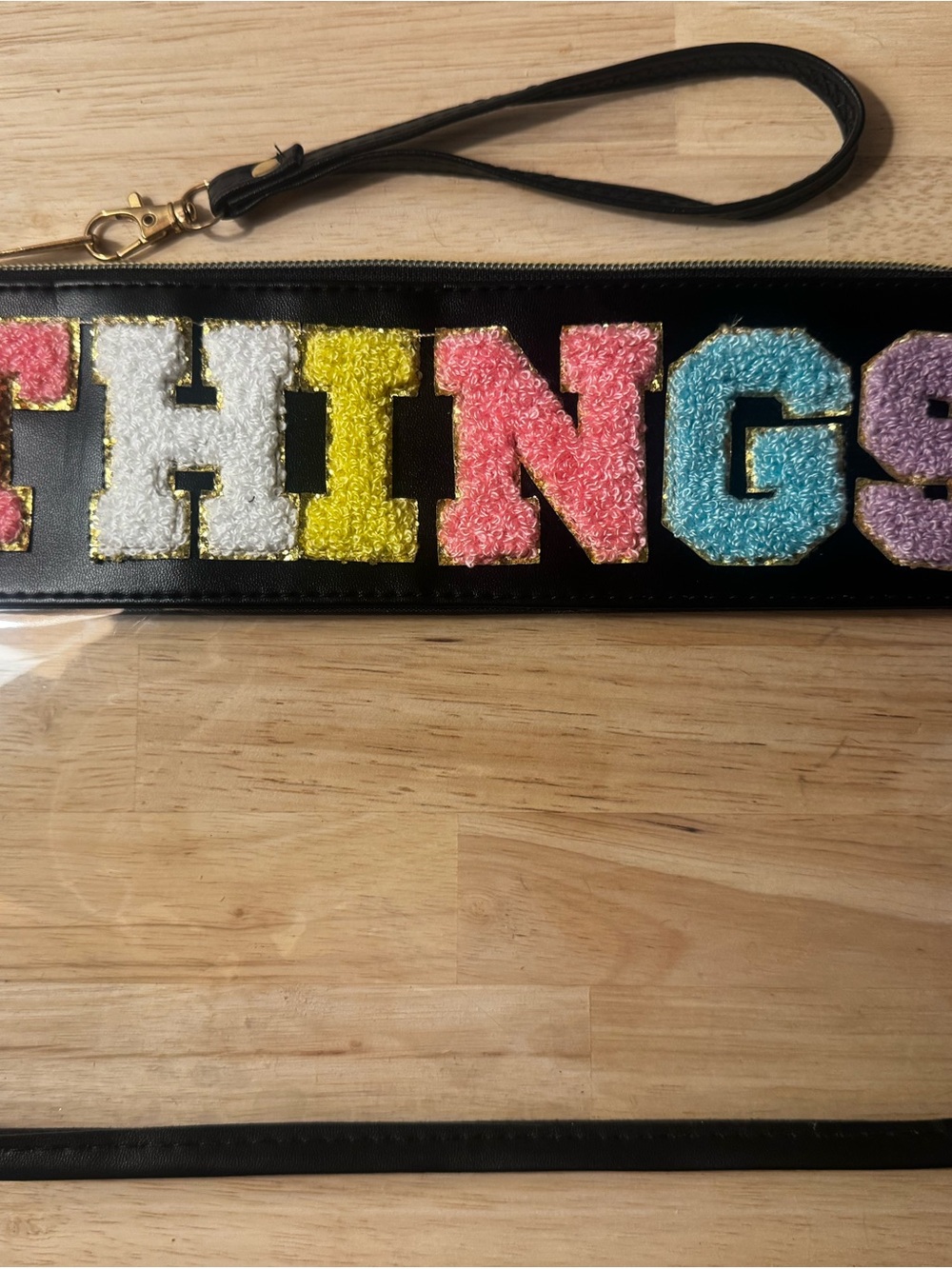 Multipurpose bag with Multicolor Chenille 'THINGS' Letters